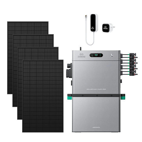 SolarFlow 2400 Pro met een extra batterij en vier 450W panelen en P1