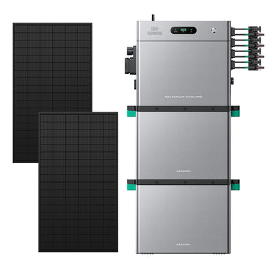 SolarFlow 2400 Pro met twee extra accu's en twee 450W panelen