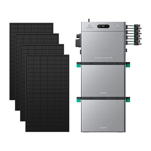 SolarFlow 2400 Pro met twee extra accu's en vier 450W panelen