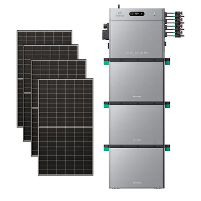 SolarFlow 2400 Pro met drie extra accu's en vier 500W panelen